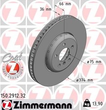 1x ZIMMERMANN Bremsscheibe FORMULA F 150.2912.32 f�r BMW F12 F11 F10 7er F01 F02
