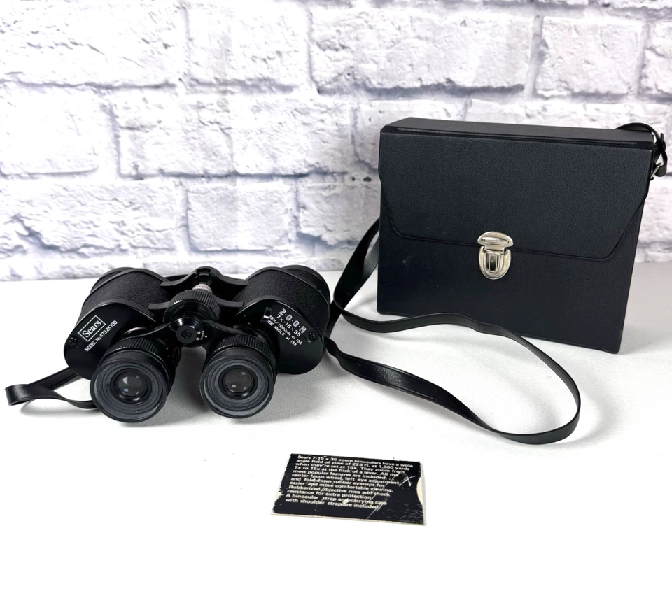 SEARS Binoculars Model #473.25700 Wide Angle Zoom 7x15x35 228ft 1000yds Vtg - Image 2 of 4