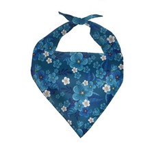 Blue Flower Dog Bandanas Summer Washable Cotton Triangle Dog Scarfs for Small...