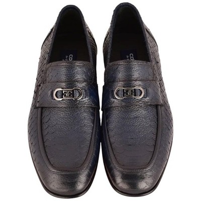 Corrente Men s Low Cut Navy Python Round Toe Loafer