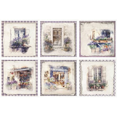 ITD Reispapier Decoupage SET Bastelpapier, Tür Fenster mit Lavendeldekoration 