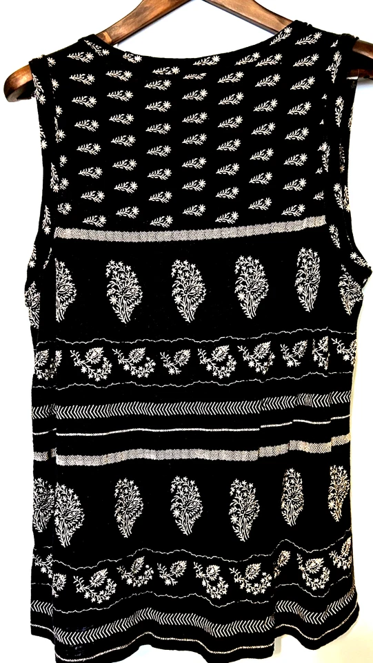 Tanque Lucky Brand preto/creme estampa boêmia tamanho G - Imagem 2 de 4