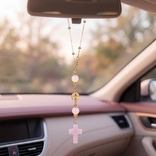 Yuanchu Crystal Cross Car Charm Women Rear View Mirror Hanging Accessories Yuanchu Crystal Cross Car Charm Women Rear View Mirror Hanging Accessories
