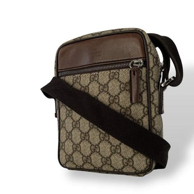 Gucci GG Supreme Canvas Leather Brown Shoulder Crossbody Bag 19.5x15x5.5cm