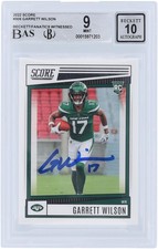Garrett Wilson New York Jets Signed 2022 Panini Score #306 BAS 9/10 Rookie Card
