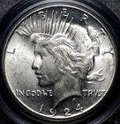 1924 S PEACE DOLLAR PCGS MS 62 OLD GREEN HOLDER GLOWING WHITE SATIN AND WELL