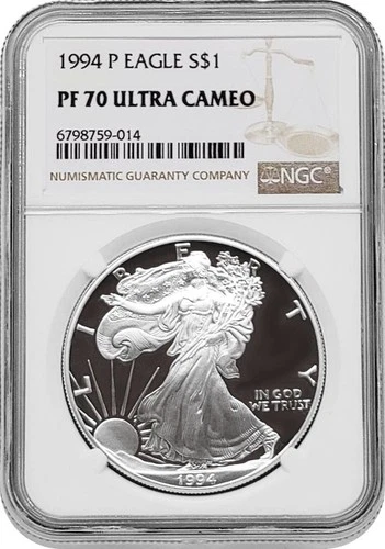 1994-P American Proof Silver Eagle One Dollar Coin NGC PF70 Ultra Cameo