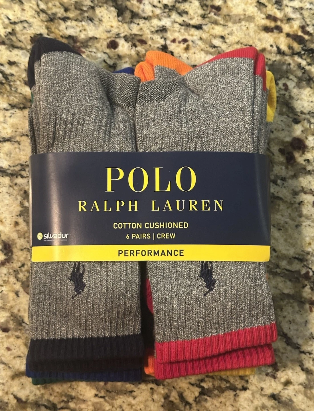 POLO Ralph Lauren 6 Pr Size 6-12.5 Multi-Color Classic Crew Pony Logo Men Socks