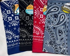 4 Pack 100 Cotton Paisley Bandana 21x21 Red Black Gray Navy New Bandanas