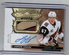 Lawson Crouse 2016-17 Fleer Showcase Hot Prospects RC auto patch /135 3 color
