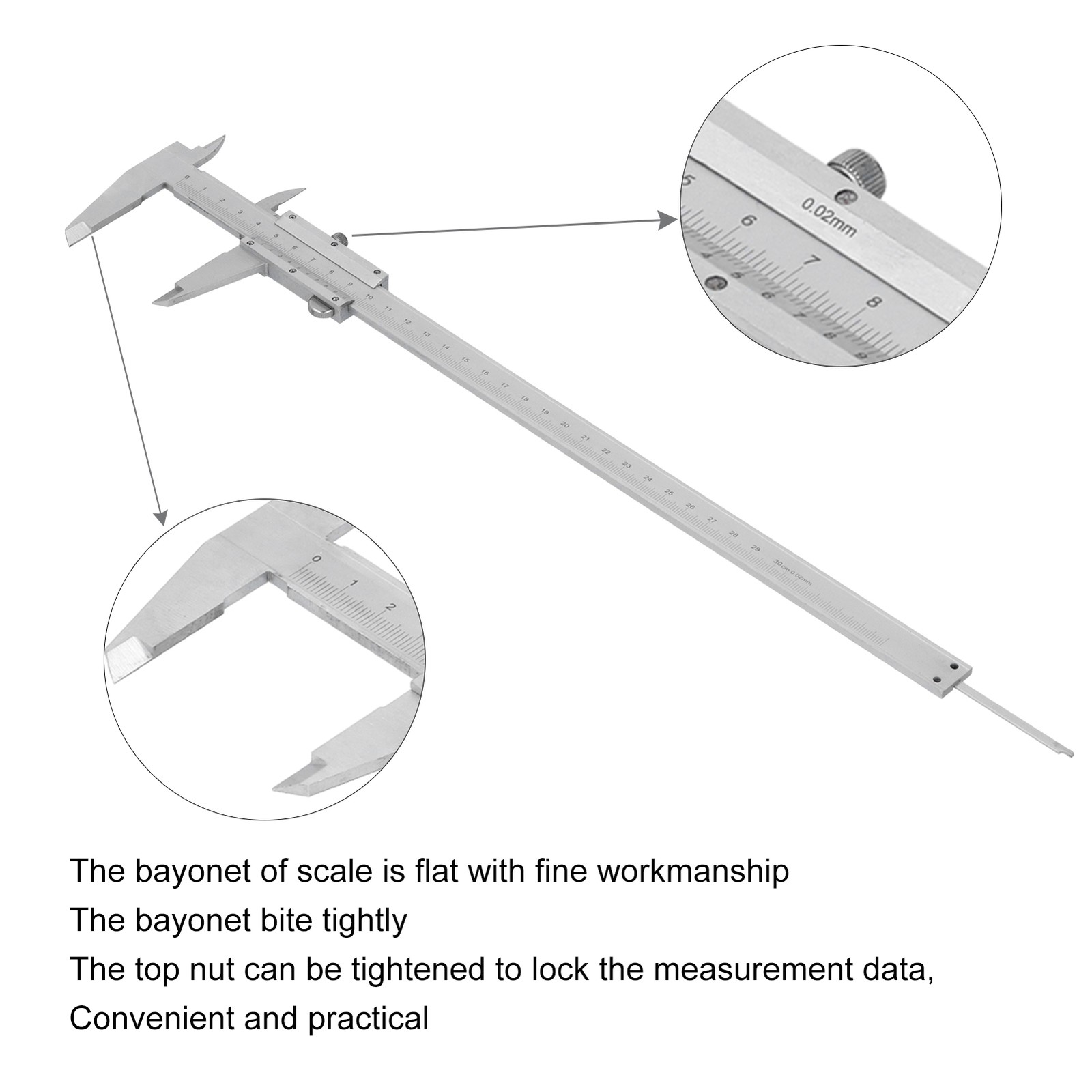 (0-300mm)Vernier Caliper 150mm/200mm/300mm High-Carbon Steel Vernier Scale