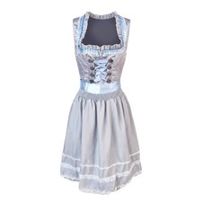 New Small Grey Blue Oktoberfest Dirndl Dress Apron Set German Bavarian