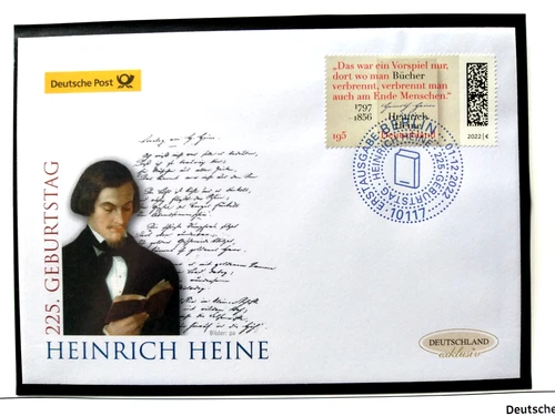 Deutschland 2022 FDC, 225. Geburtstag Heinrich Heine, Sonderstempel