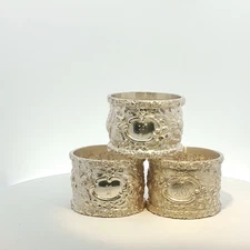 Set of 3 Sterling Stieff Rose Engraved Napkin Rings