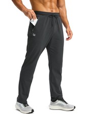 Men's Fleece Lined Winter Pants with 3 Zipper Pockets Warm Athletic Joggers W...