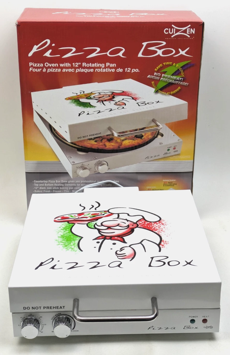 Cuizen Pizza Box Countertop Pizza Oven w/ 12" Rotating Pan PIZ-4012 - TESTED
Opens in a new window o