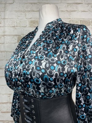ROMAN Slippery Shiny Satin Secretary Blouse Sissy Mistress Sz 18 44  Bust CD TV