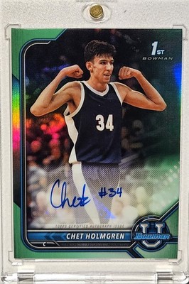 2021-22 Bowman Chrome University Chet Holmgren #BCPA-CH Auto 1st Green /99 OKC