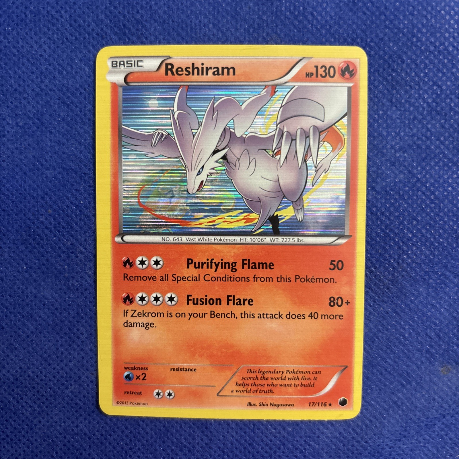 Pokémon TCG Reshiram 17/116 Holo Rare Black White Plasma Freeze Card - NM