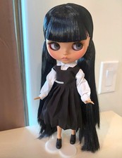 12'' Nude Blythe Doll Custom Tan Skin Matte Face Carved Lips Black Long Hair 1/6
