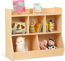 2 in 1 Kids Bookshelf and Montessori Toy Shelf, Nursery Book Shelves