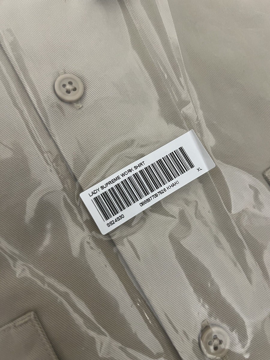 Supreme SS24 Our Lady God Bless Supreme Work Shirt Khaki Size XL