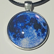 Glow In The Dark Moon, Glass Dome Pendant Necklace, 1pc. Handmade Jewelry, A16