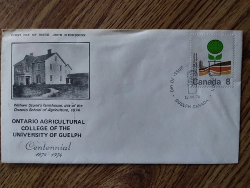 CANADA FDC 1974 UNIVERSITY OF GUELPH CENTENNIAL  FLAWS