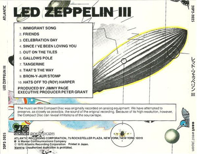 LED ZEPPELIN Led Zeppelin III CD JAPAN 20P2-2025 s4808 | eBay