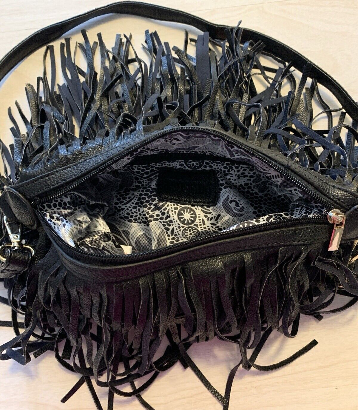 Vintage Imoshion Faux Leather Full-Fringed Black … - image 2
