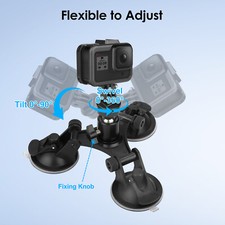 Car Mount Holder Fits GoPro Sony DJI OSMO Action Camera Triple Suction Cup Stand