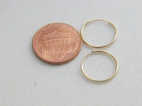Orecchini a cerchio senza fine in oro 10 kt orecchini in oro massiccio 10 kt - Foto 2 di 5