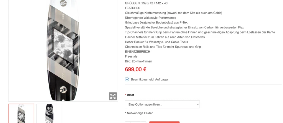 Cabrinha kiteboard wie neu! 142cm wakestyle/Freestyle - Bild 3 von 3