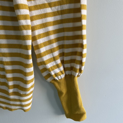 Boden maglione donna misto lana cotone scollo a V pullover a righe taglia 12 - Foto 5 di 5
