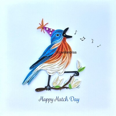 NEW! Quilling Card Co Papyrus Singing Bird Party Hat Birthday Card $13.50Rtl