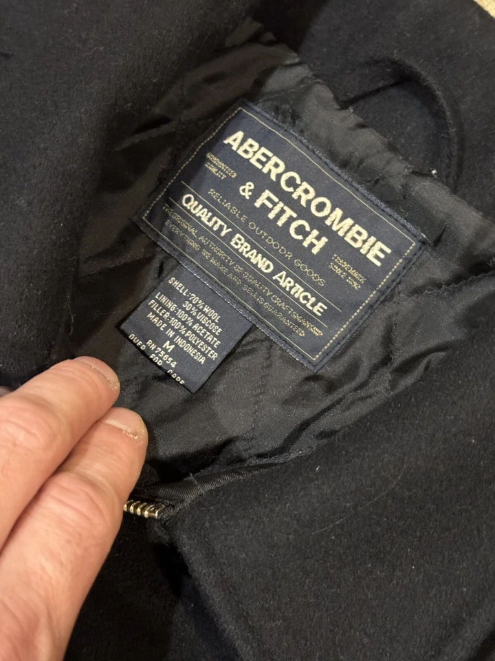 Vintage 90's Abercrombie & Fitch Wool Peacoat Mid length Navy Blue Men's Size M - Image 4 of 4