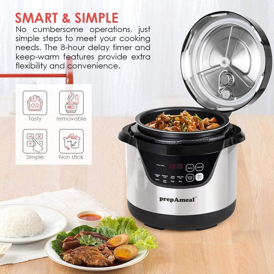 3 Quart Pressure Cooker 8 in 1 Multi Use Programmable Instant Cooker ...