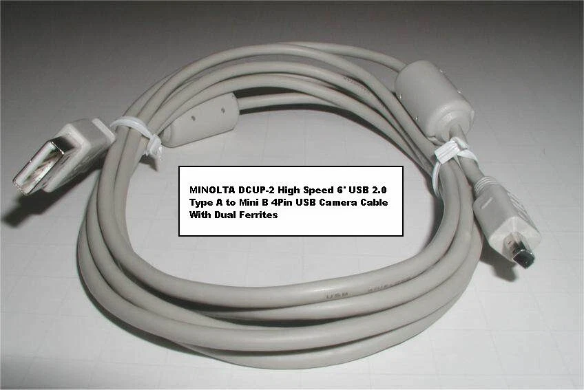 MINOLTA DCUP-2 High Speed 6' USB 2.0 Type A to Mini B 4Pin USB Camera Cable - Image 3 of 3