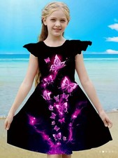 Sporty Casual Comfy Cute Butterfly 3D Printed Dress Ages 5/6 On Sale Last Two .