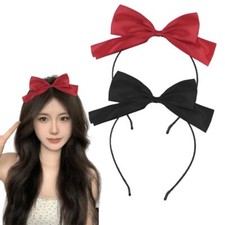 2 Pcs Halloween Headbands Black Red Bow Hairband Hair Bands Women Girls