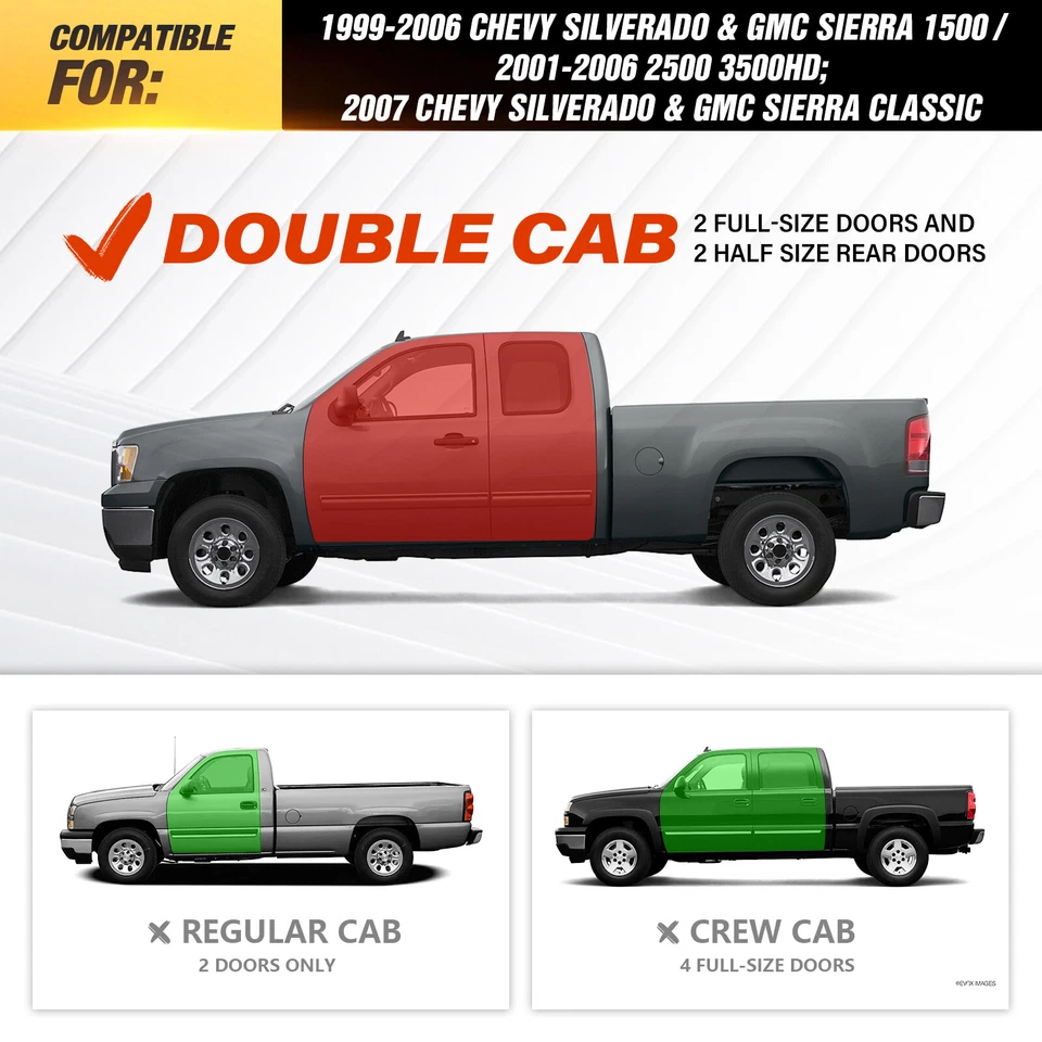 For 2001-2006 Silverado&Sierra 2500 3500 HD Extended Cab Running Boards 6'' - Image 2 of 4