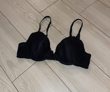 Vintage Vanity Fair 75-272 Embroidered Mesh Lace Bra Lined Underwire 34B Black