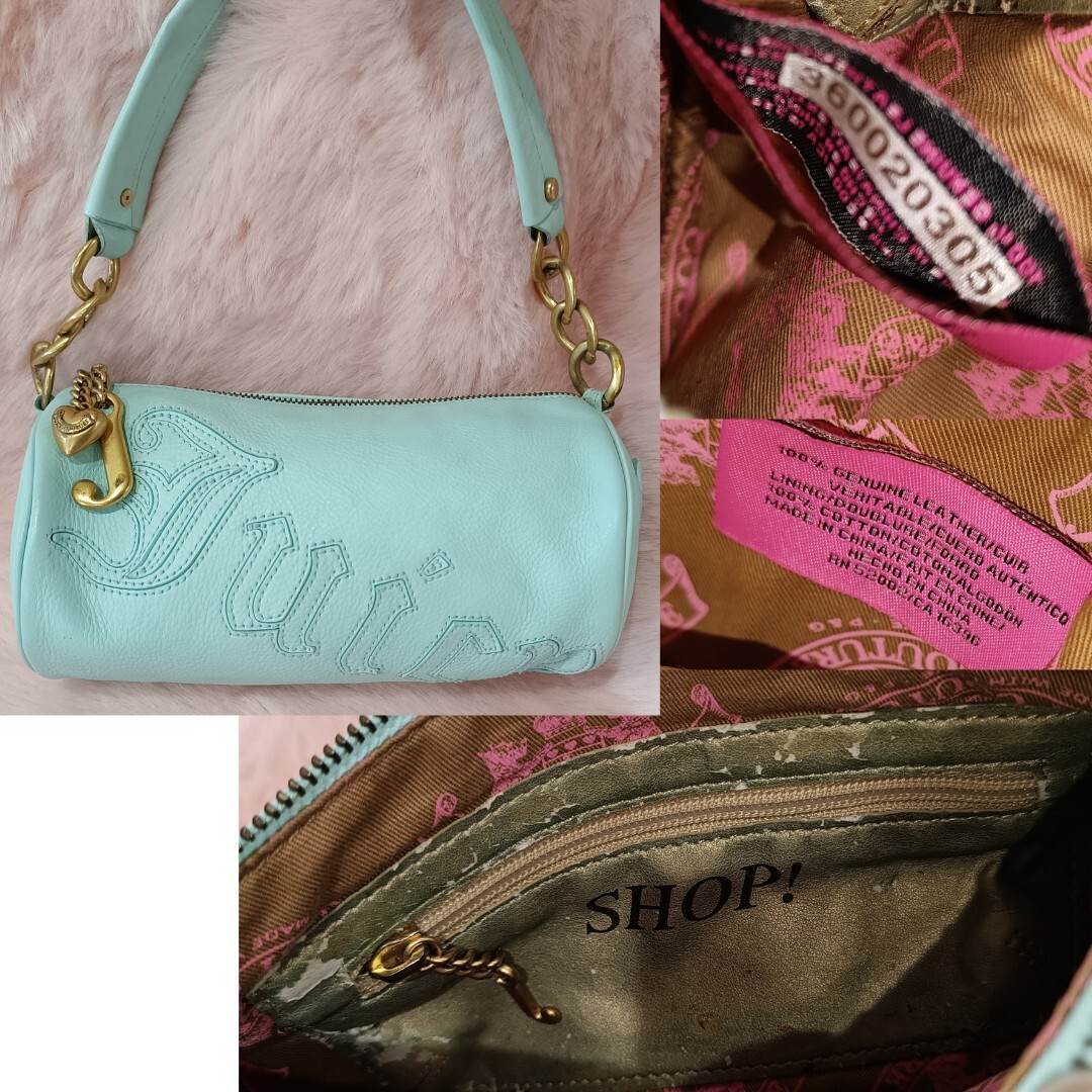 Juicy Couture Barrel Bag Purse Blue Leather Vintage Gothic Logo Authentic Y2k image 9