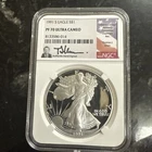 1991 S American Silver Eagle, NGC PF 70 Ultra Cameo, Thomas J Uram Signed