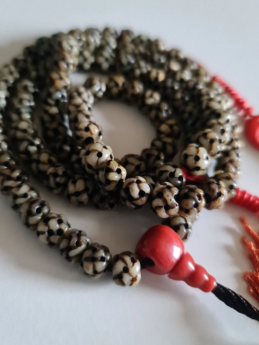 Bracelet Chapelet Perles Cornaline & Bois De Santal Tibétain - Magnifique - Neuf Avec étiquette
