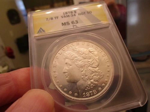 BEAUTIFUL SPARKLING  1878 7/8 TF  MORGAN DOL  ANACS MS 63PL  VAM -34  HOT 50
