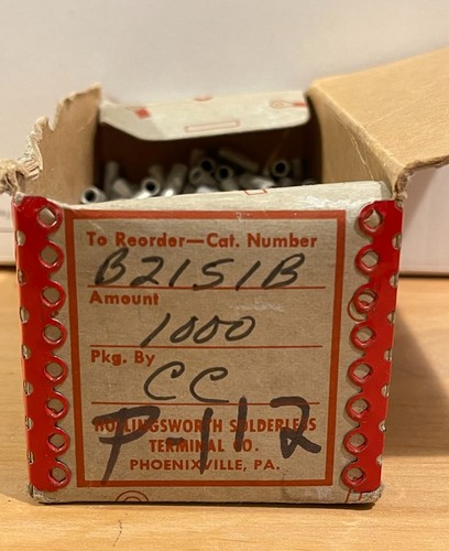 QTY = 300 Hollingsworth B2151B Solderless Non-Insulated Butt Connector ...