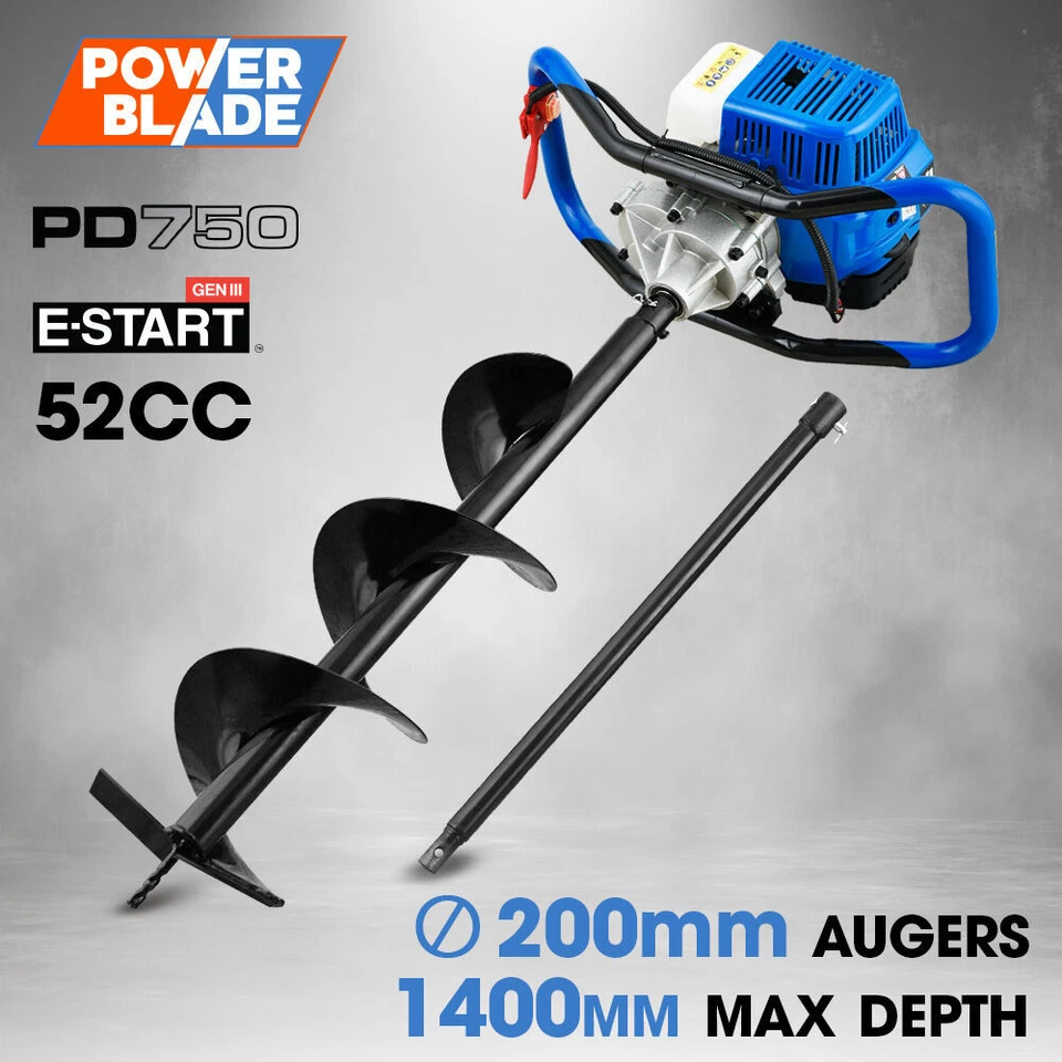 POWERBLADE PD750 52cc 2-Stroke Petrol Post Hole Digger Auger Earth Borer Drill