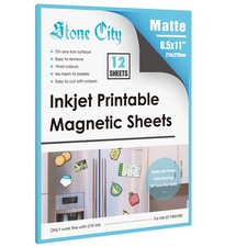 Stone City Printable Magnetic Sheets 8.5x11 Inch, 12 8.5"x11", White
