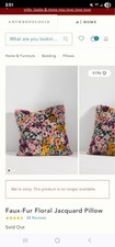 Anthropologie Faux-Fur Floral Jacquard Pillow 18" Sold Out Online!